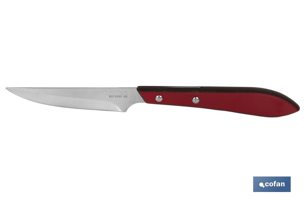 PACK 3 CUCHILLO DE MESA CON FILO HOJA 10cm MODELO GULASH ROJO