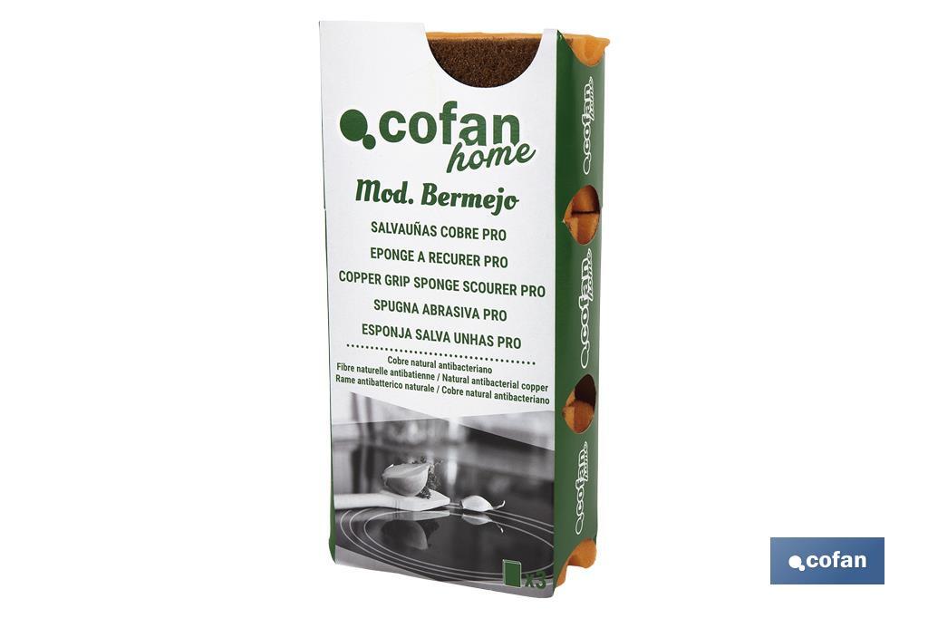 PACK DE 3 ESTROPAJOS SALVAUÑAS COBRE PRO ANTIBACTERIANO NATURALventa unitaria