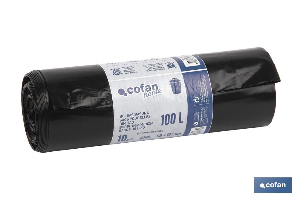 BOLSA DE BASURA 85X105 G.130 COLOR NEGRO 10 UDS