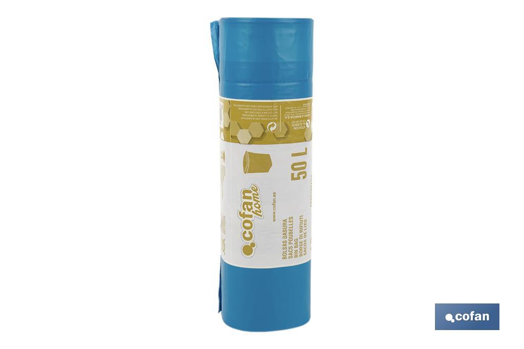 BOLSA DE BASURA AUTOCIERRE PERFUMADA 70 x70 CM G.120 COLOR AZUL10 UDS 50l