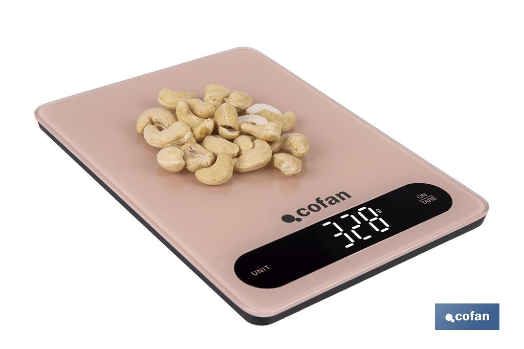 BÁSCULA DE COCINA DIGITAL 10 KG COLOR NARANJA PASTEL