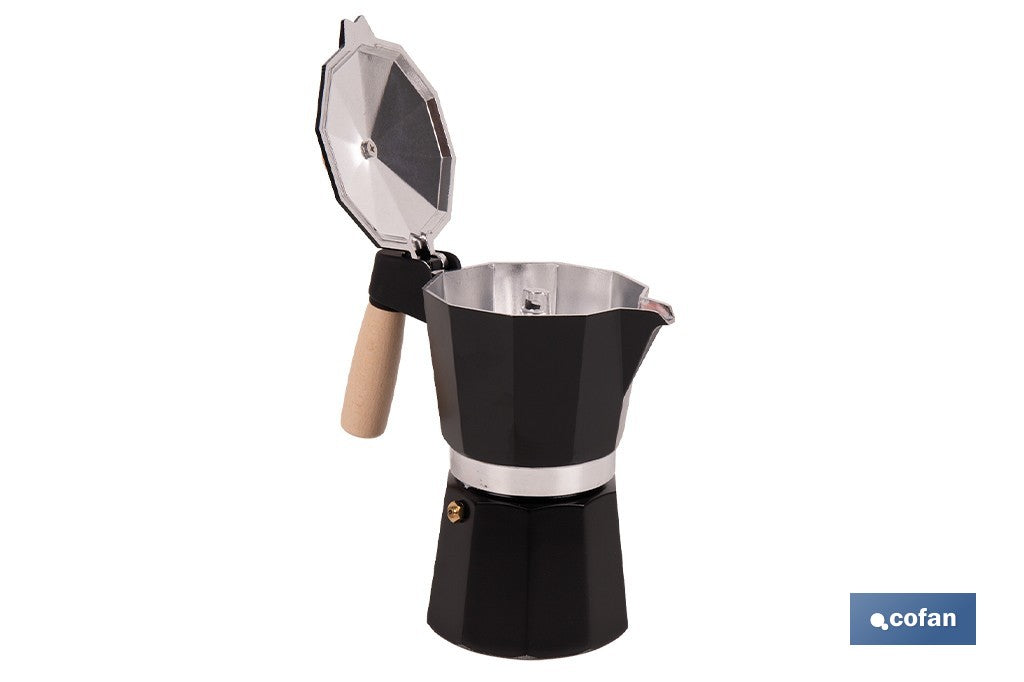 CAFETERA ITALIANA DE INDUCCIÓN NEGRA 6 TAZAS