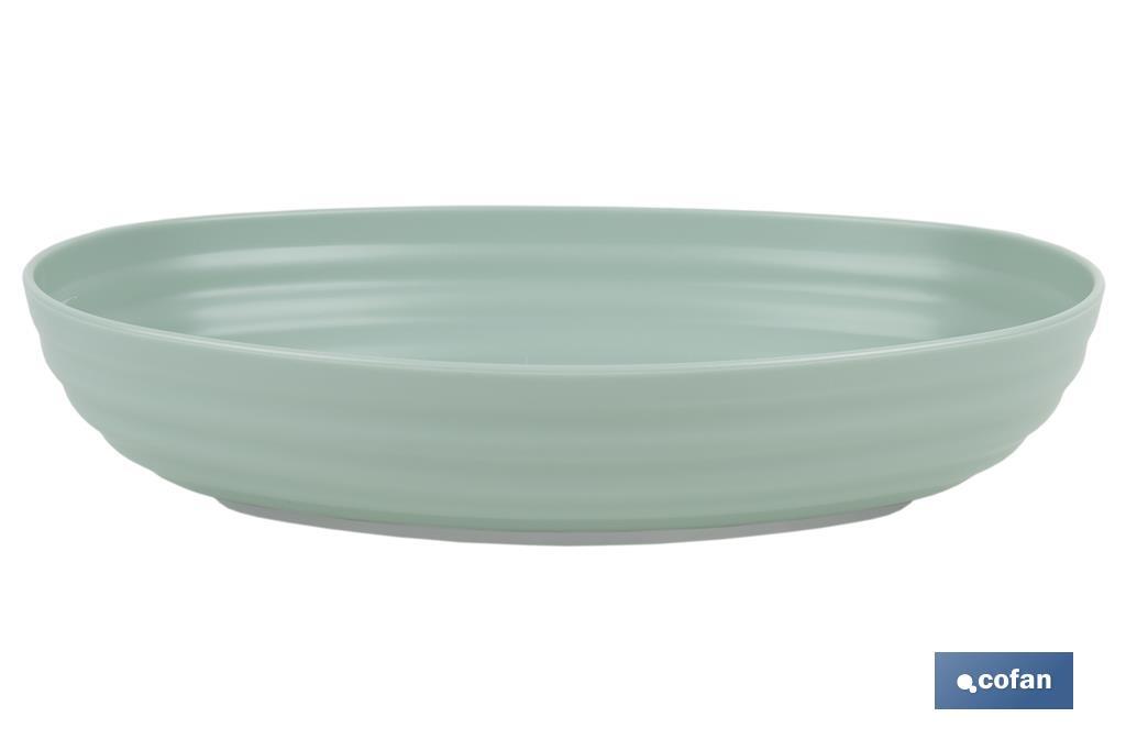 FUENTE OVALADA VERDE AGUA 24X16X5.5cm MODELO NARA 1080ml