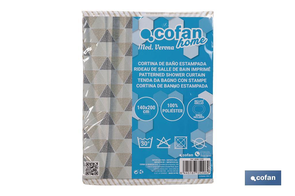 CORTINA DE BAÑO TRIANGULOS POLIÉSTER 220x200