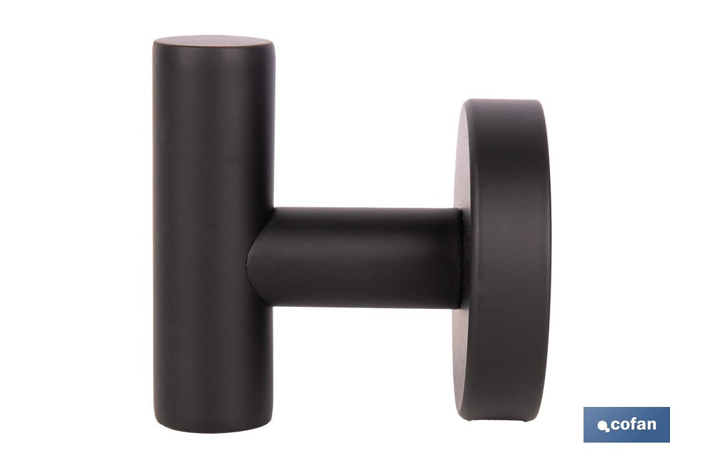 PERCHA NEGRA MATE DE ACERO CON DISEÑO REDONDO GAMA RIBEIRA 5 X 5 X 6 CM