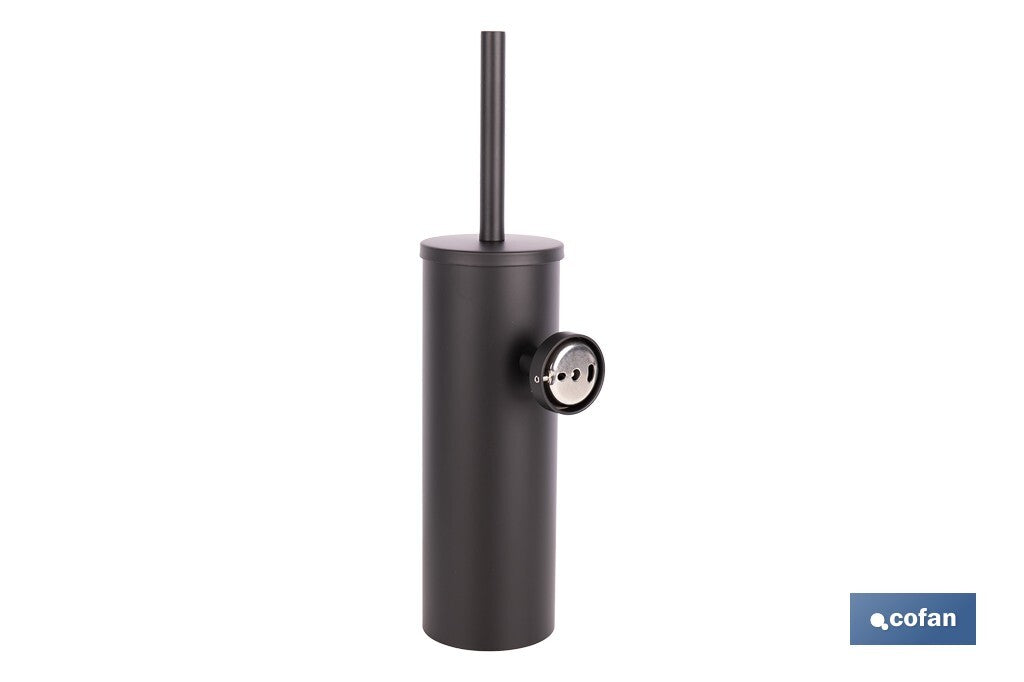 ESCOBILLERO DE PARED PARA INODORO NEGRO MATE DE ACERO GAMA RIBEIRA 9,1 X 12,9 X 39 CM