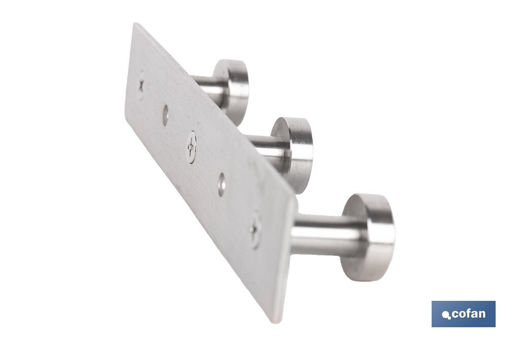 PERCHERO DE PARED DE ACERO INOXIDABLE 304 CON 3 POMOS 15,6 X 2,7 X 2,8 CM