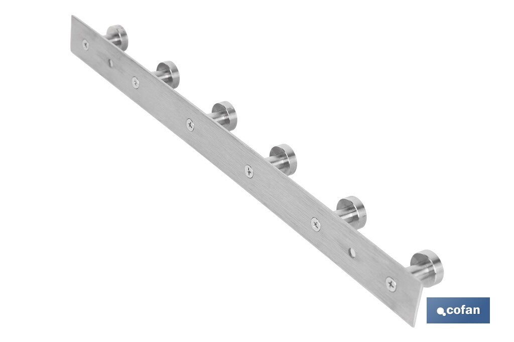 PERCHERO DE PARED DE ACERO INOXIDABLE 304 CON 6 POMOS 33,51 X 2,7 X 2,8 CM