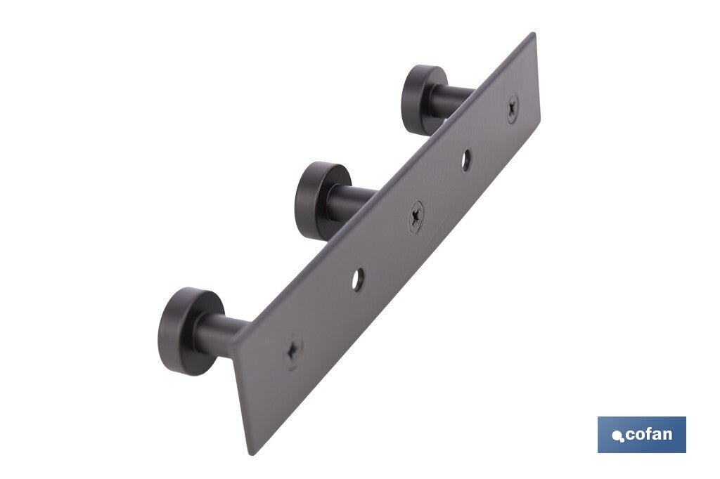 PERCHERO DE PARED NEGRO DE ACERO CON 3 POMOS 15,6 X 2,7 X 2,8 CM