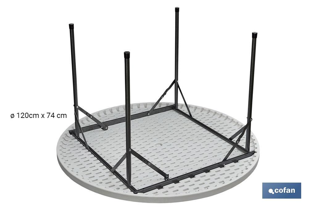 MESA REDONDA PLEGABLE BLANCA 120x74cm