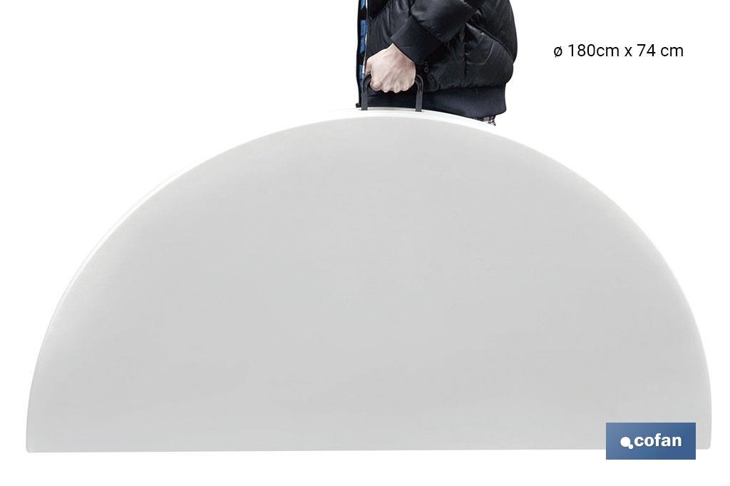 MESA REDONDA PLEGABLE BLANCA 180x74cm
