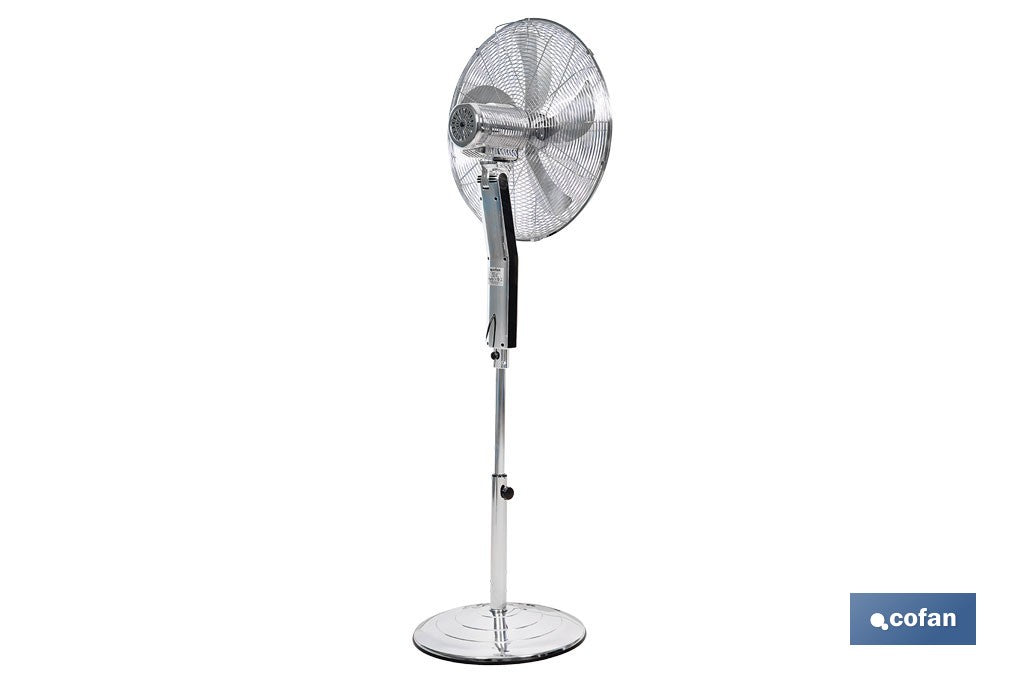 VENTILADOR DE PIE OSCILANTE GRIS METALIZADO OSCILANTE CON 3 VELOCIDADES Y TEMPORIZADOR Ø45 CM 70 W