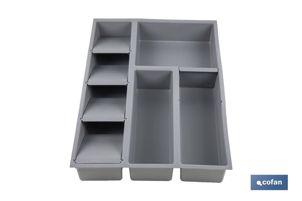 ORGANIZADOR PARA CAJÓN CON SEPARADORES DE COLOR GRIS 30 X 45 X 6,5 CM