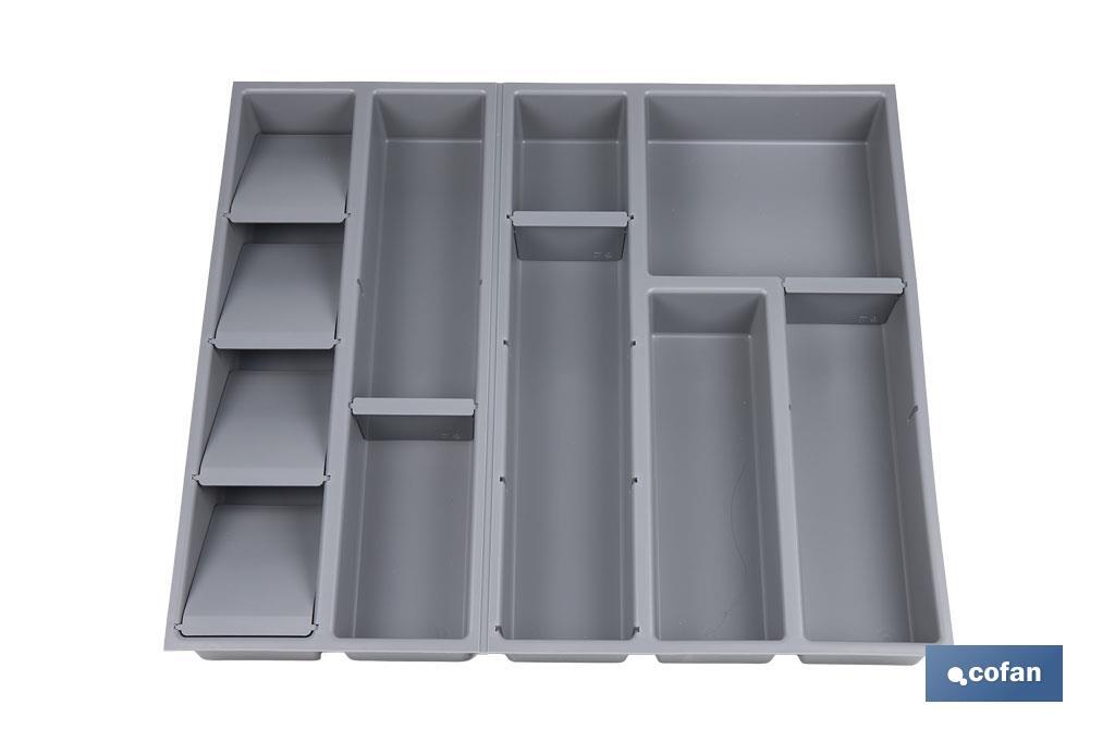 ORGANIZADOR PARA CAJÓN CON SEPARADORES DE COLOR GRIS 50 X 45 X 6,5 CM