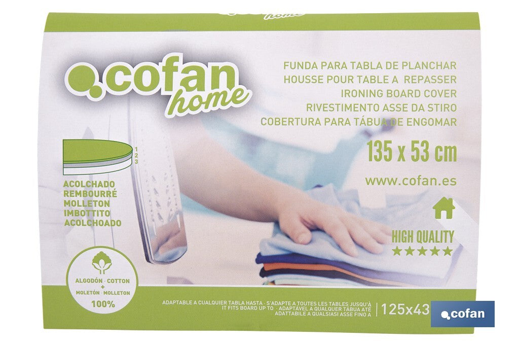 FUNDA ACOLCHADA PARA TABLA DE PLANCHAR 135 X 53 CM RAMAS GRIS BITONAL