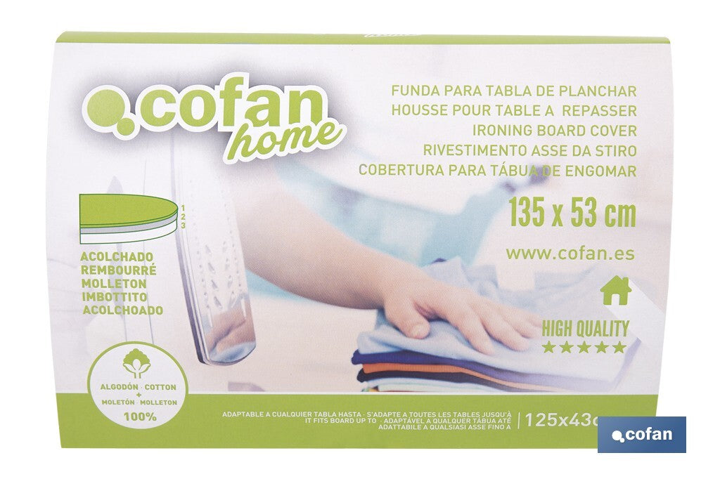 FUNDA ACOLCHADA PARA TABLA DE PLANCHAR 135 X 53 CM LUNARES