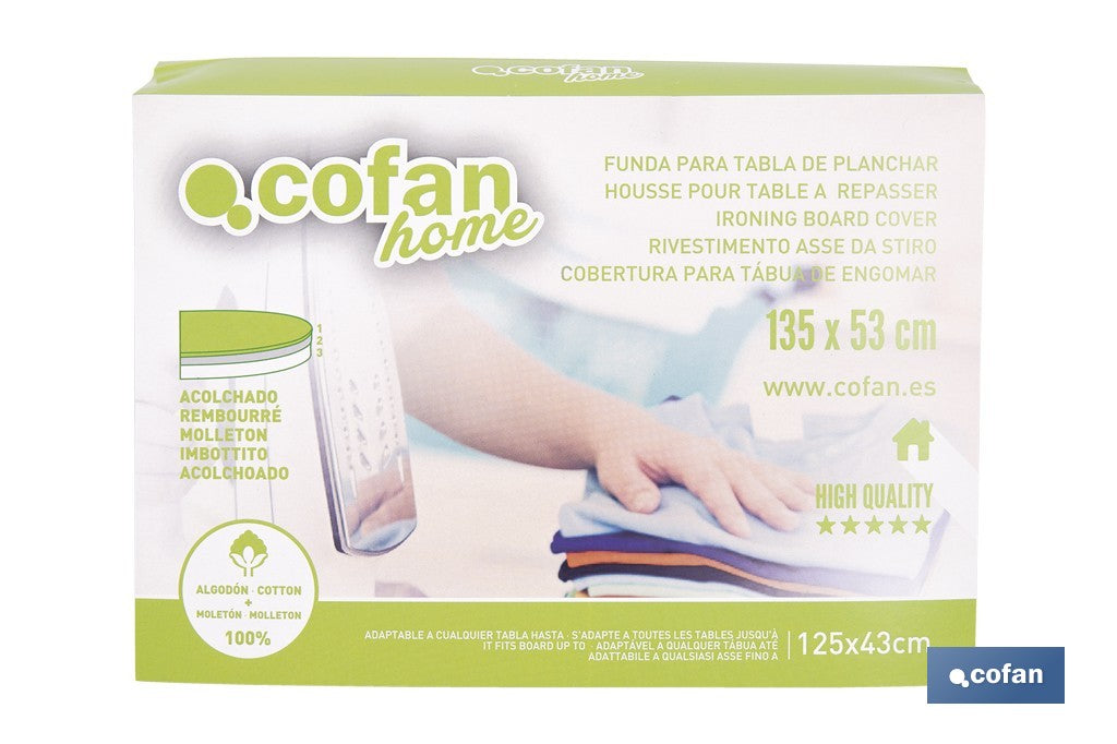 FUNDA ACOLCHADA PARA TABLA DE PLANCHAR 135 x 53 CM RAMAS VERDES