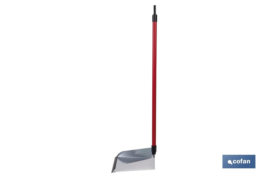 RECOGEDOR METÁLICO GALVANIZADO CON GOMA Y MANGO 83 X 24 CM