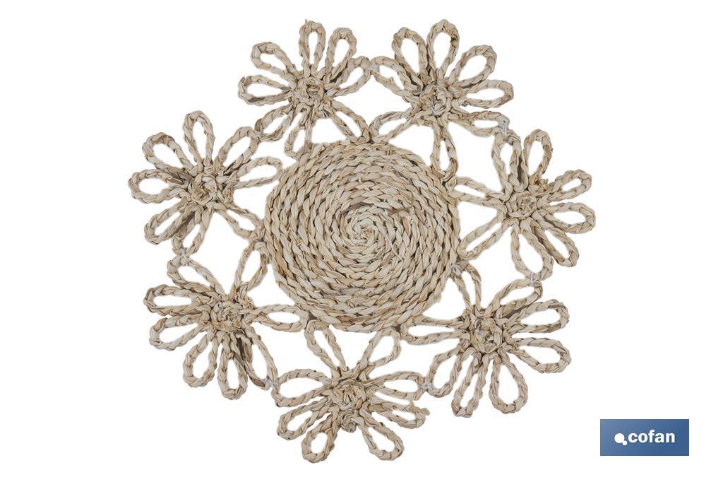 BAJOPLATO FORMA FLOR FIBRA NATURAL MEDIDA 35 CM