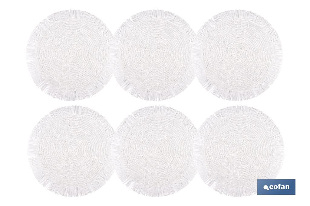 BAJOPLATO REDONDO FLECOS DE COLOR BLANCO MEDIDA 38 CM