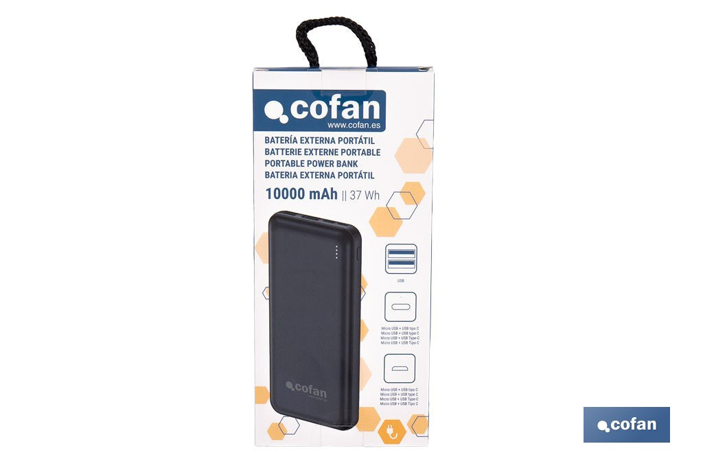 BATERÍA PORTÁTIL POWER BANK 10000 MAH 37 WH