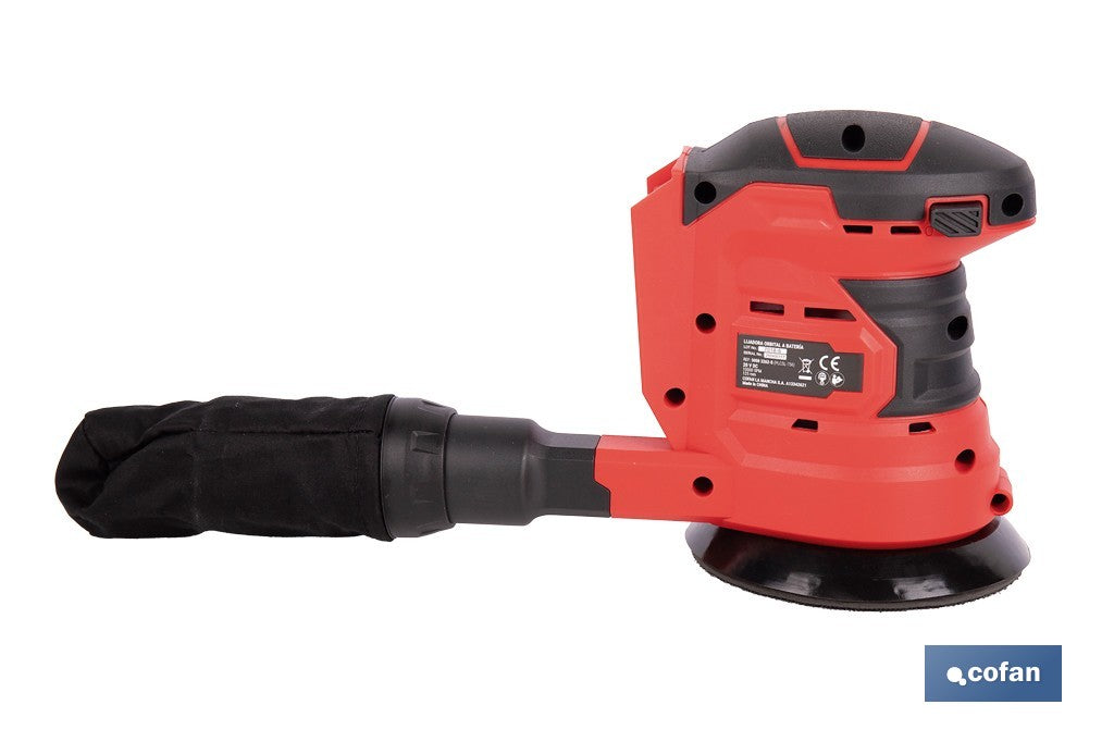 LIJADORA ORBITAL A BATERÍA Li-ion 20 V 125 MM 10000 RPM SIN CARGADOR NI BATERÍA