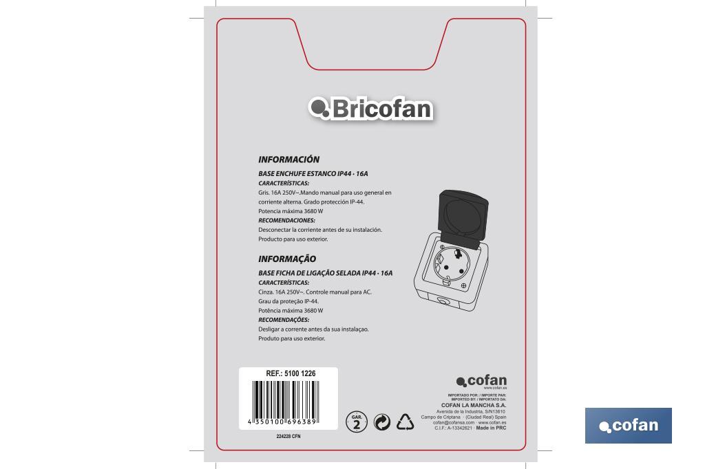 BASE ENCHUFE ESTANCO IP44