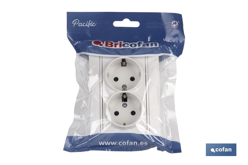 BASE DOBLE BIPOLAR MODELO PACIFIC 16A250V CON OBTURADOR Y EMBORNAMIENTO POR TORNILLO