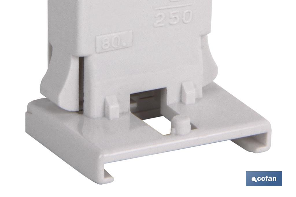 PORTALÁMPARAS DE FLUORESCENCIA 2A250V FIJACIÓN PATILLAS ELÁSTICAS LATERALES
