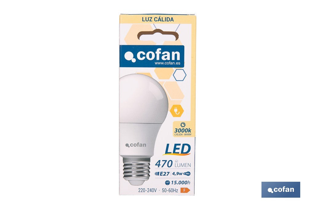 BOMBILLA LED CLASSIC E27 4.9 W 470 LM 3000 K