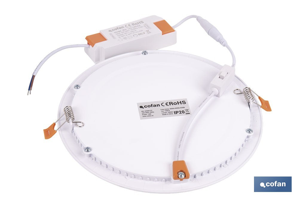 DOWNLIGHT EMPOTRABLE BLANCO SMD 18 W 1800 LM Ø220 MM 3CCT