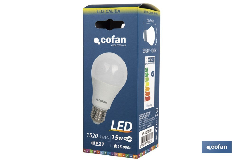BOMBILLA LED STD 15W E27 240º 1.520LM 3000K