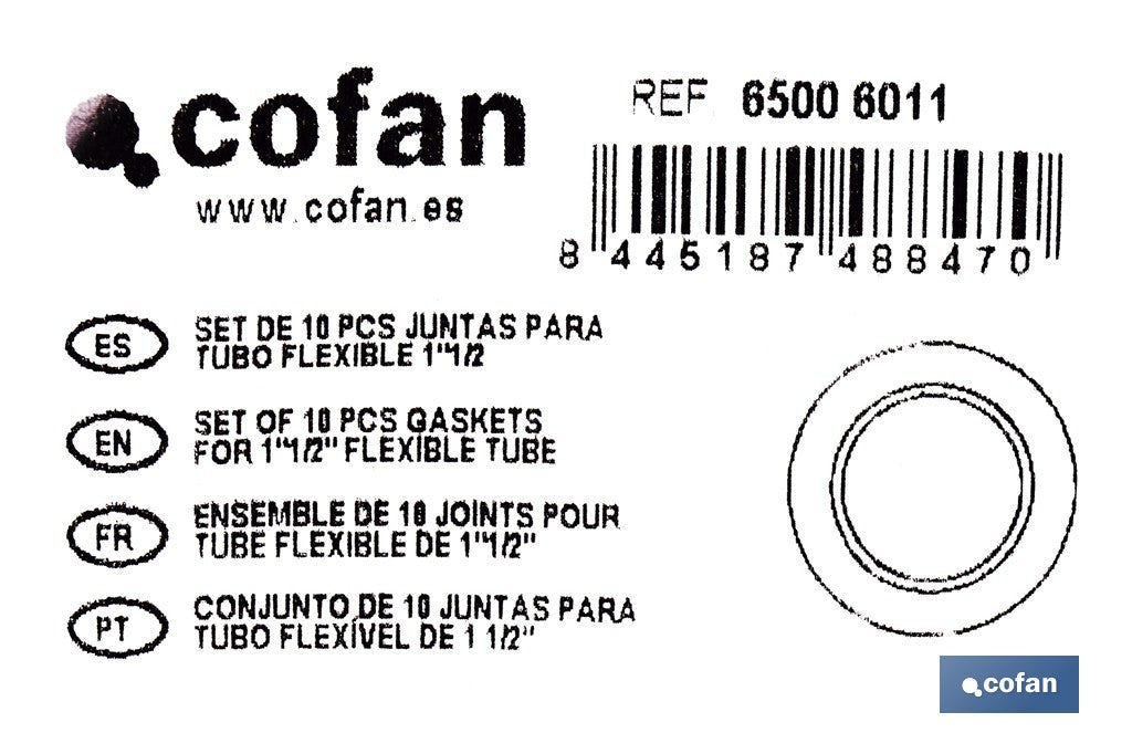 SET DE 10 JUNTAS PARA TUBO FLEXIBLE 1 1/2