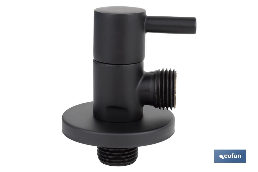 VÁLVULA DE ESCUADRA 1/2 x 1/2 MODELO LUX NEGRA