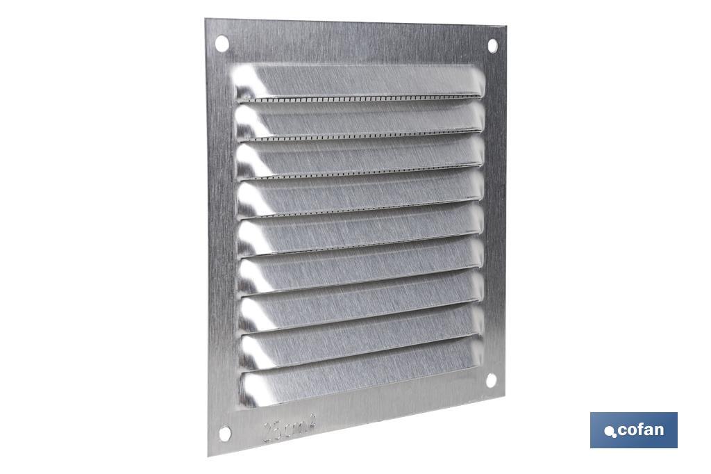 REJILLA DE VENTILACIÓN ALUMINIO CON MOSQUITERA 10 X 10 CM venta unitaria