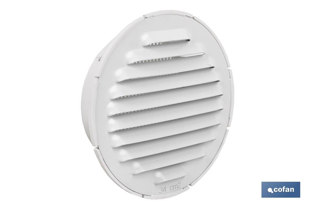 REJILLA DE VENTILACIÓN ALUMINIO-ABS BLANCO PARA EMPOTRAR A TUBO Ø10 CM venta unitaria