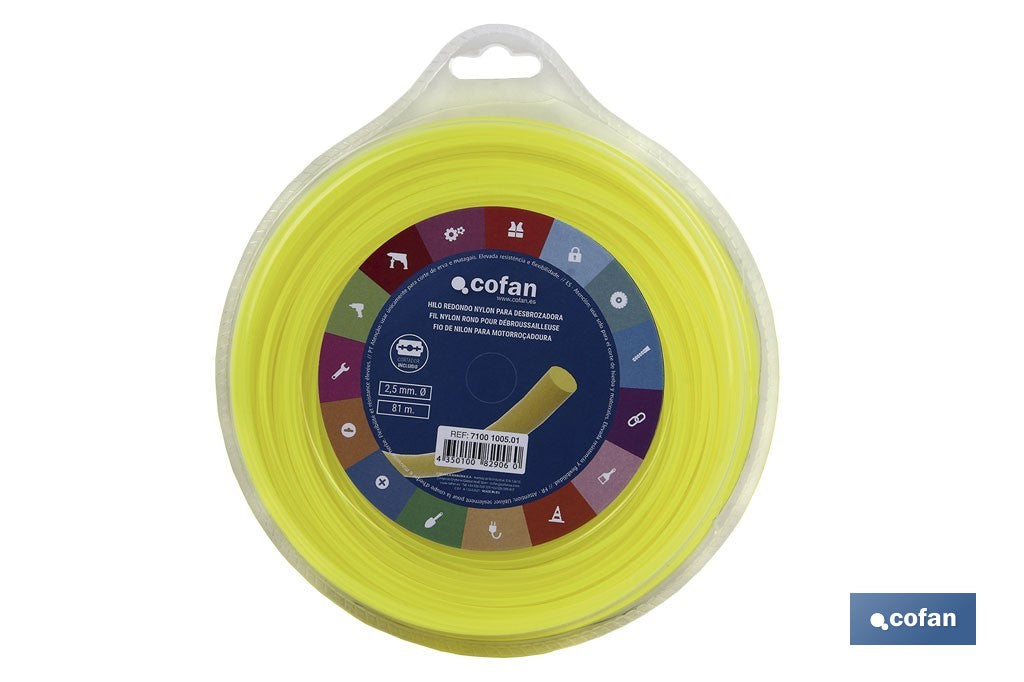 HILO REDONDO DE NYLON PARA DESBROZADORA 81 M X 2,5 MM