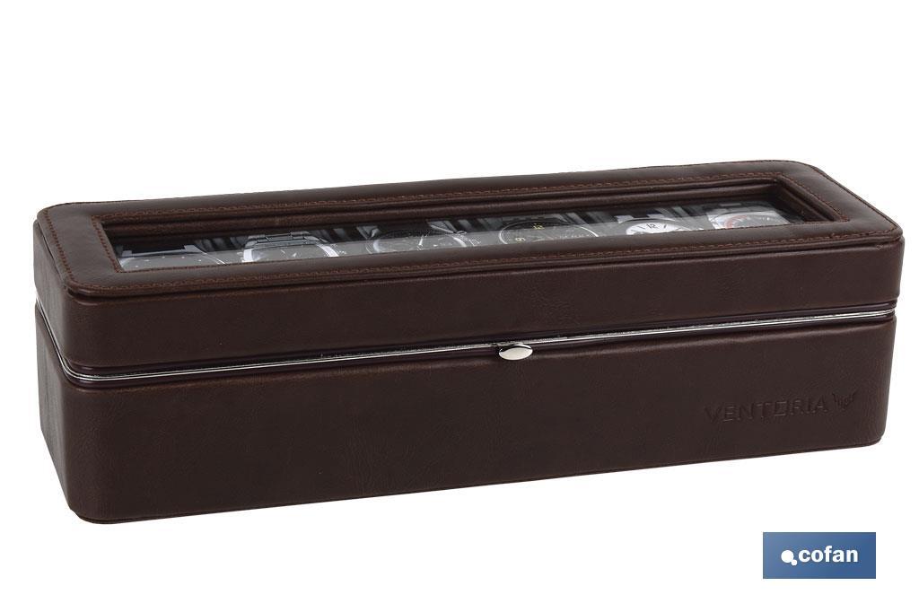 CAJA GUARDA RELOJES 5 UDS PIEL NEGRA