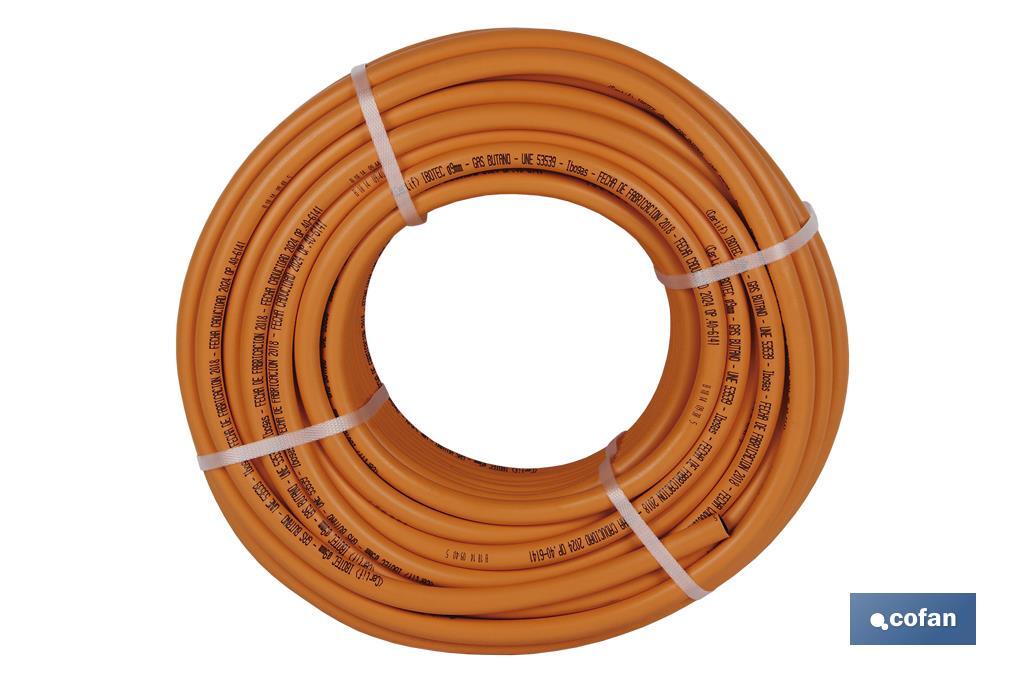 TUBO GAS FLEXIBLE NARANJA UNE 53539 Ø9x60 m