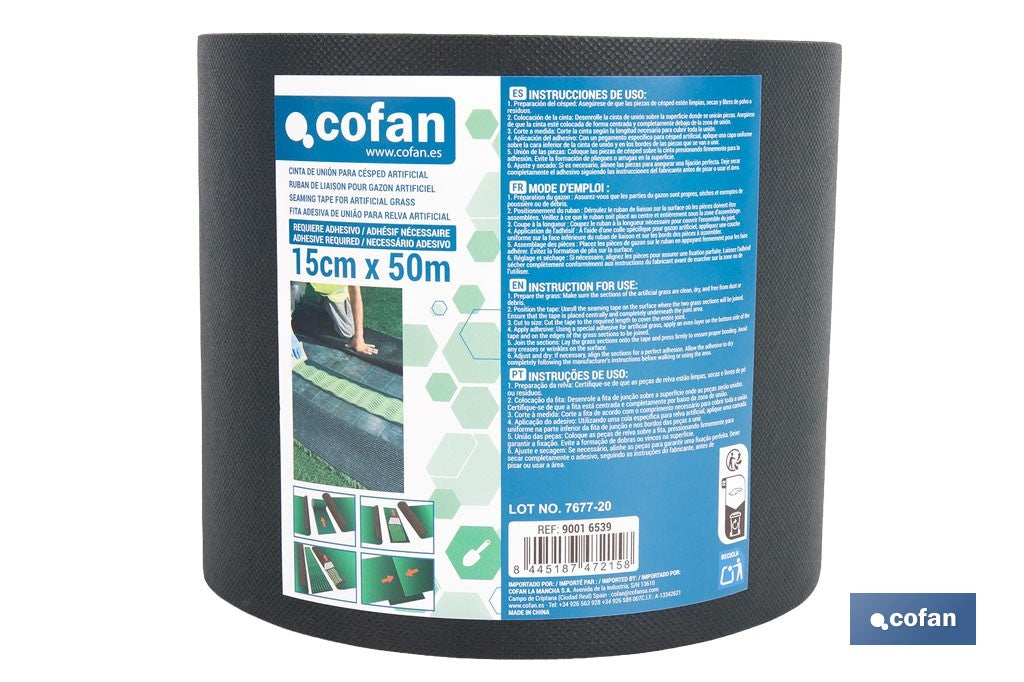 CINTA DE UNIÓN PARA CÉSPED ARTIFICIAL SIN ADHESIVO 15 CM X 50 M VERDE