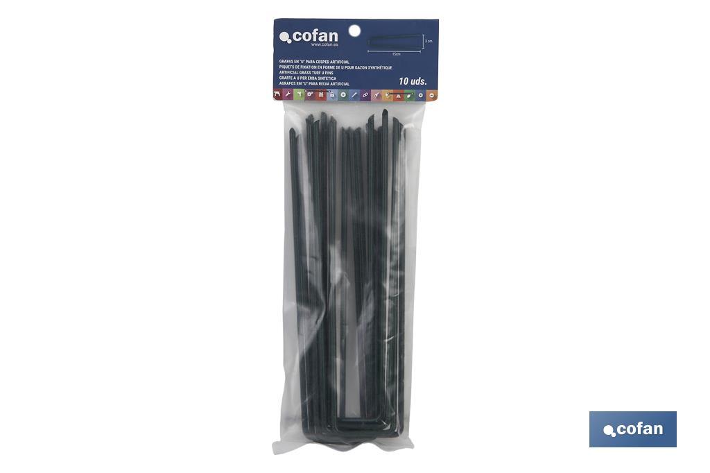PACK 10 GRAPAS EN U 15 CM PARA CÉSPED ARTIFICIAL