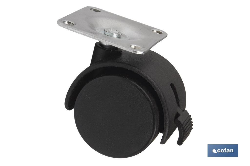 RUEDA PLASTIC Ø40MM PLACA/FRENO Venta unitaria