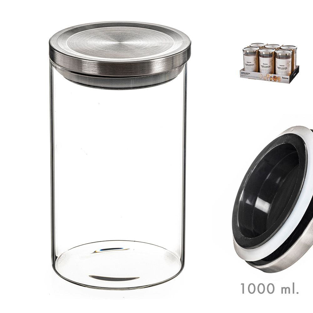 TARRO DE CRISTAL CON TAPA DE METAL 1000 ml