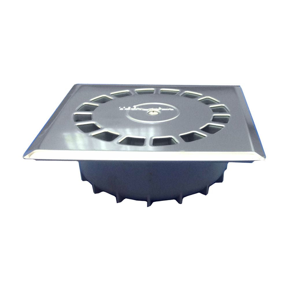 SUMIDERO PVC  SIFONICO VERTICAL ESTANDAR INOXIDABLE T-88 I 20 x 20 cm / 216 x 216 x 70 mm / Ø110 - 90 mm
