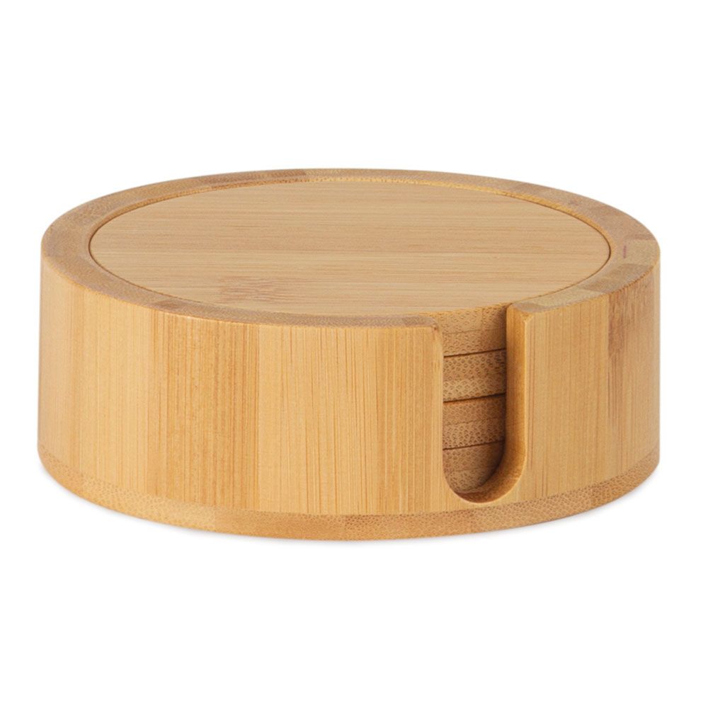 POSAVASOS DE BAMBÚ CON SOPORTE Ø11 x 4 cm