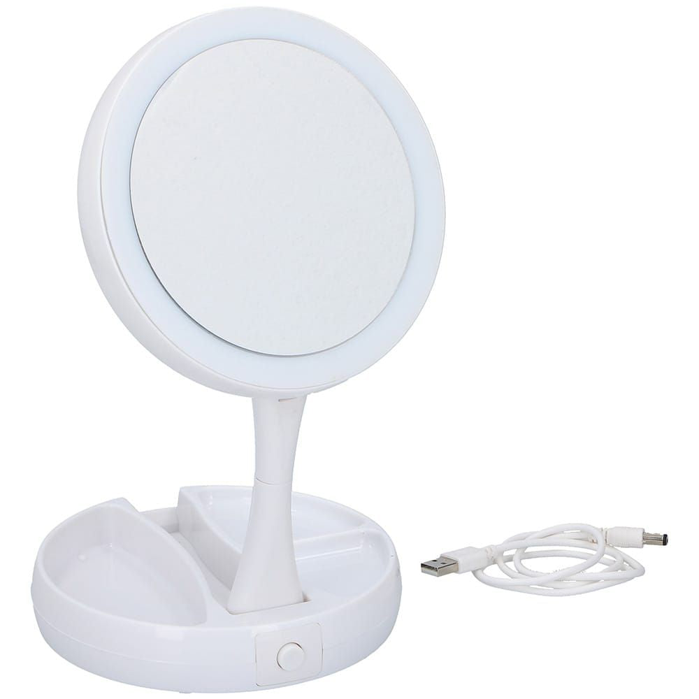 ESPEJO LED CON AUMENTO PLEGABLE 16 x 16 x 29 cm