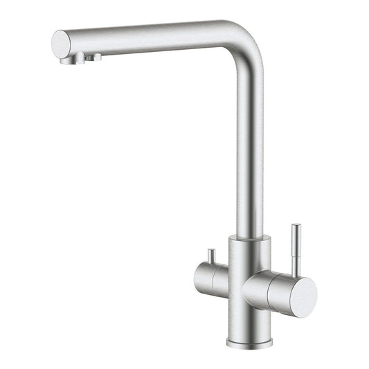 GRIFO MONOMANDO DE COCINA CAÑO ALTO OSMOSIS, INOX CEPILLADO, 3 VÍAS
