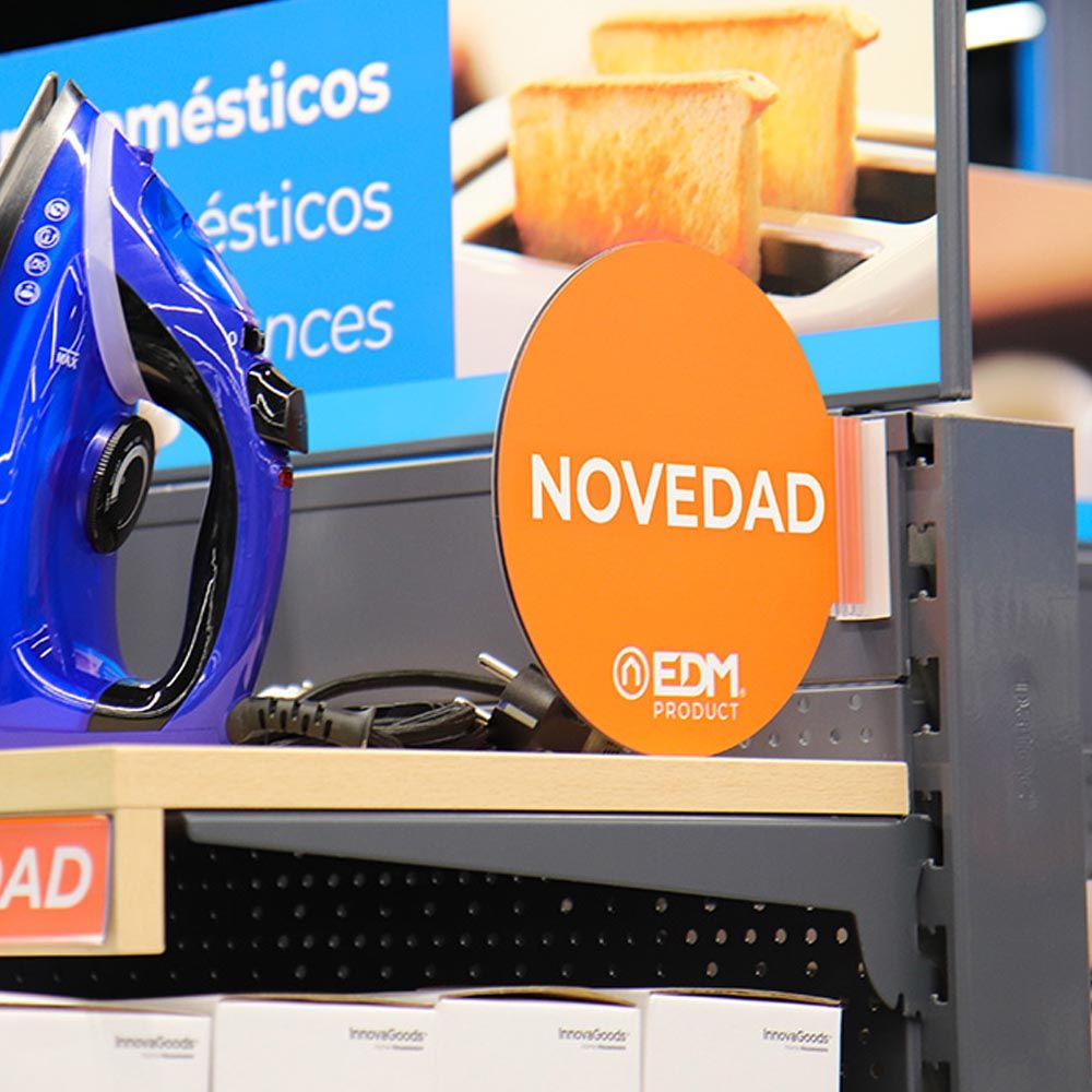 DISPLAY PROMOCIÓN MÓDULO CASTELLANO "NOVEDAD" EDM Ø 20cm. CONTIENE SOPORTE ADHESIVO 02942.