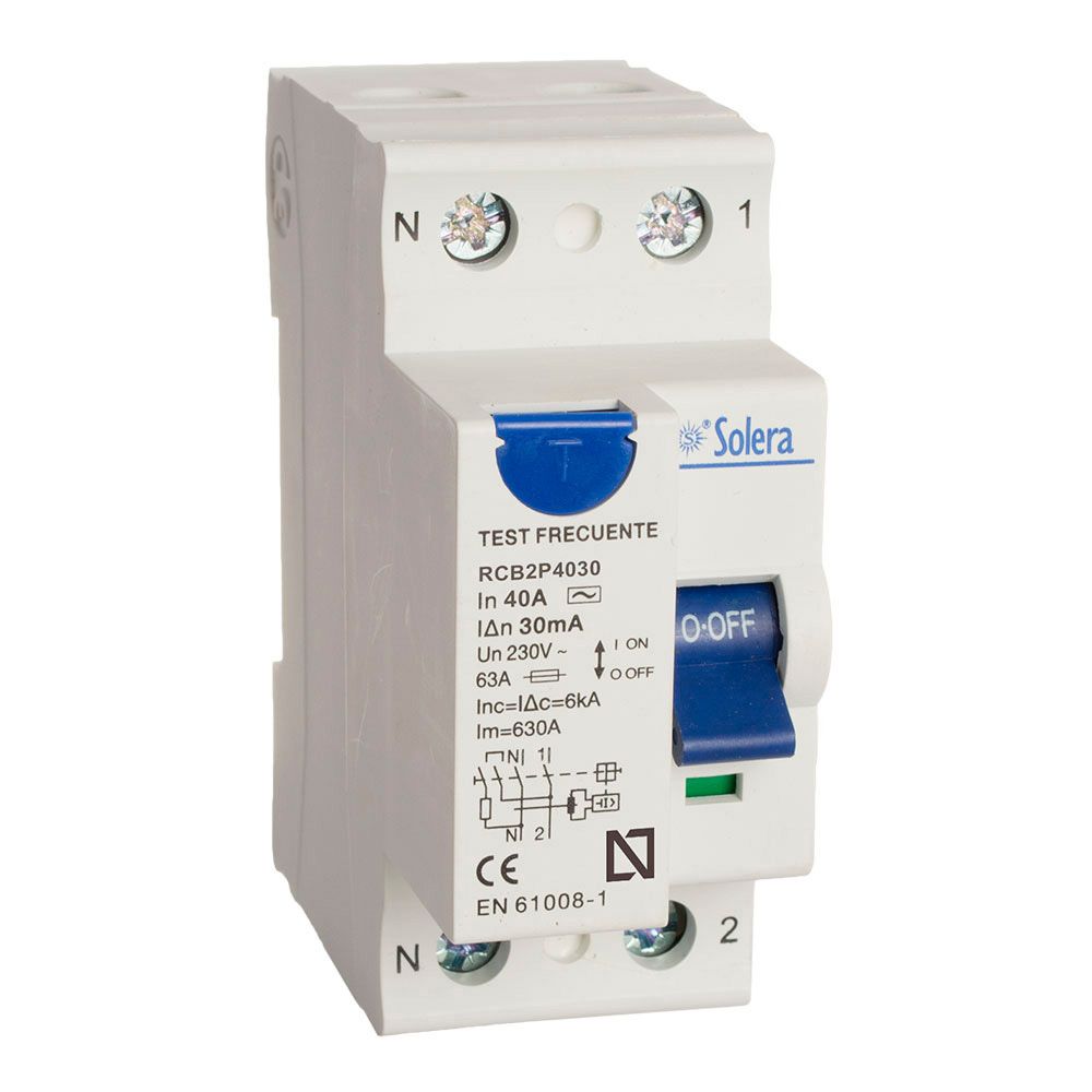 INTERRUPTOR DIFERENCIAL 2 POLOS SOLERA 40A (RETRACTILADO) RCB2P4030
