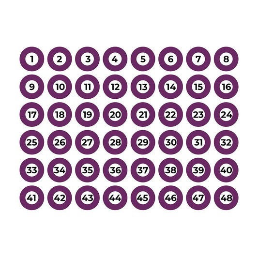 LÁMINA ADHESIVA A4 NUMERADA 1-48 MORADO EDM